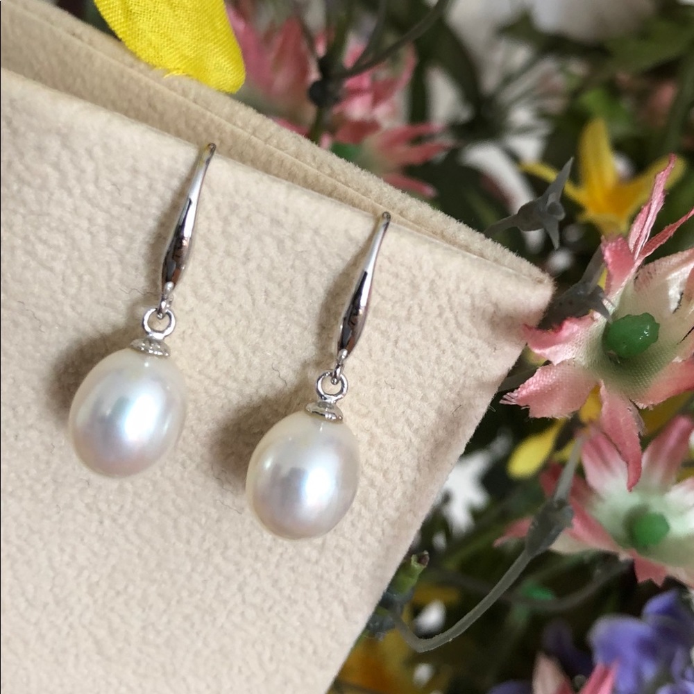 Earrings Genuine Pearls 18k White Gold